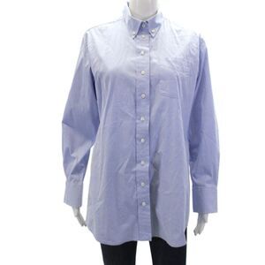 Claridge + King Womens Button Front Long Sleeve Collared Shirt Blue Size Small
